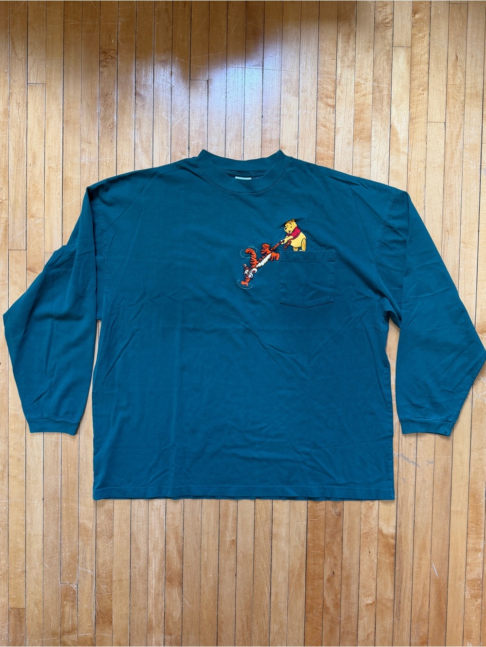 Vintage 90s Disney Store Winnie The Pooh Tigger Cartoon Dark Green Tee Sz. XL